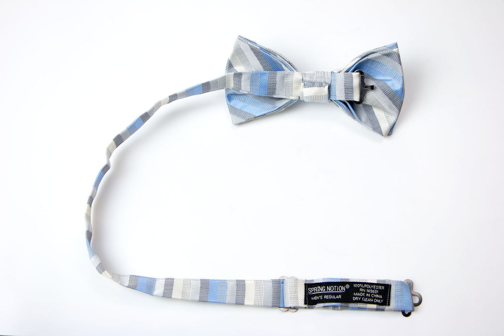 Men's Blue/Ivory Patterned Bow Tie (Color 19)