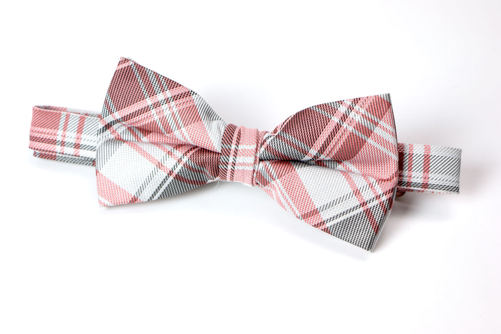 Men's Fuchsia/Grey Patterned Bow Tie (Color 31)