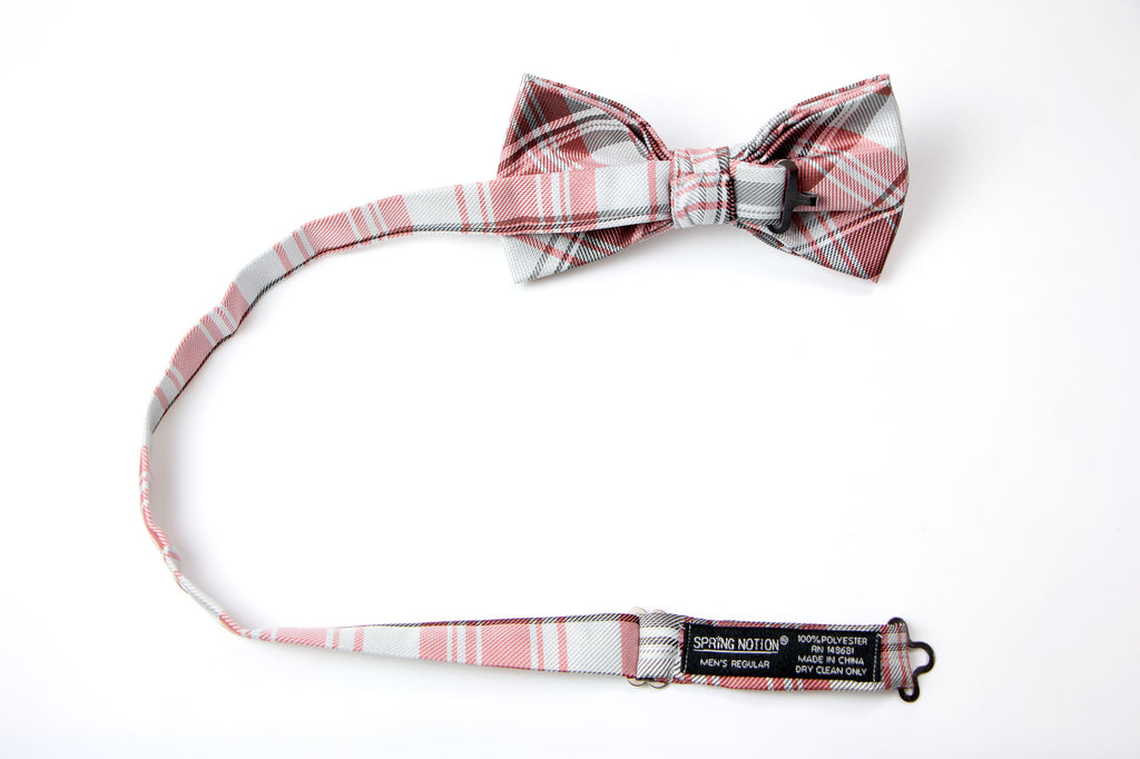 Men's Fuchsia/Grey Patterned Bow Tie (Color 31)