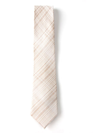 men's champagne beige dotted patterned necktie tie