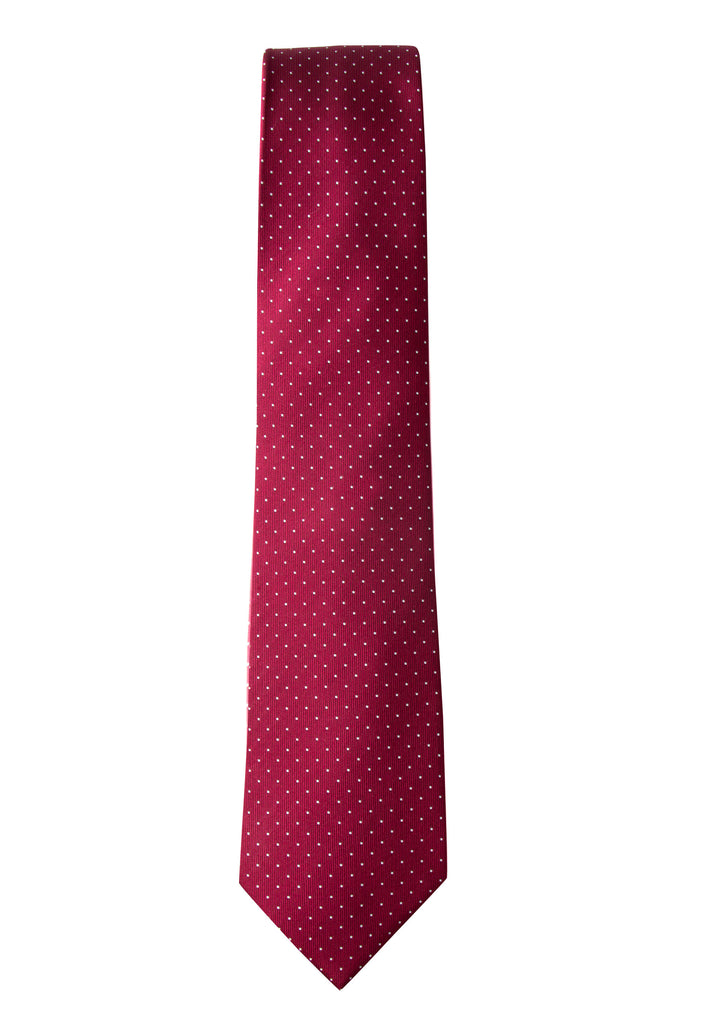 men's red dotted patterned necktie tie