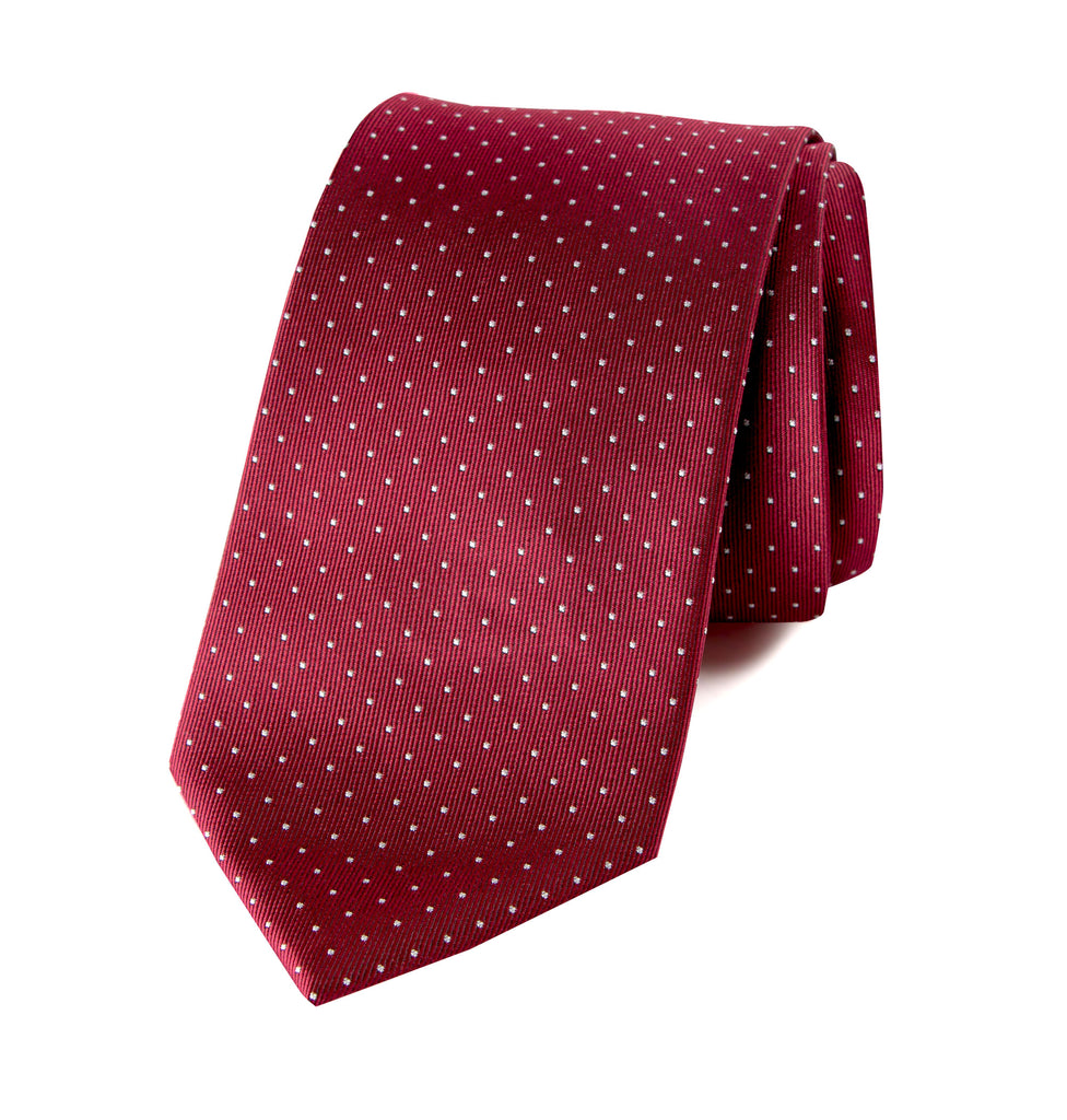 men's red dotted patterned necktie tie