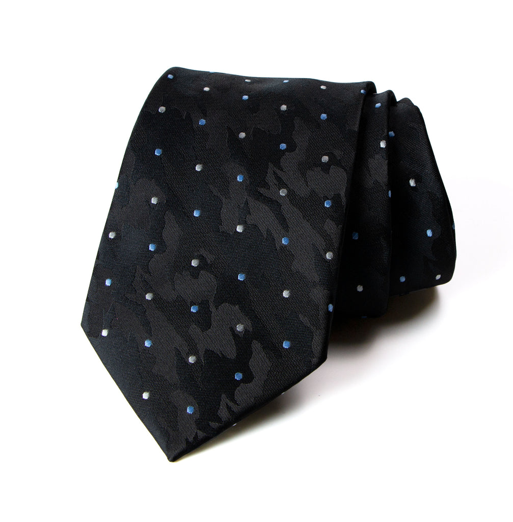 men's black camouflage camo patterned necktie tie