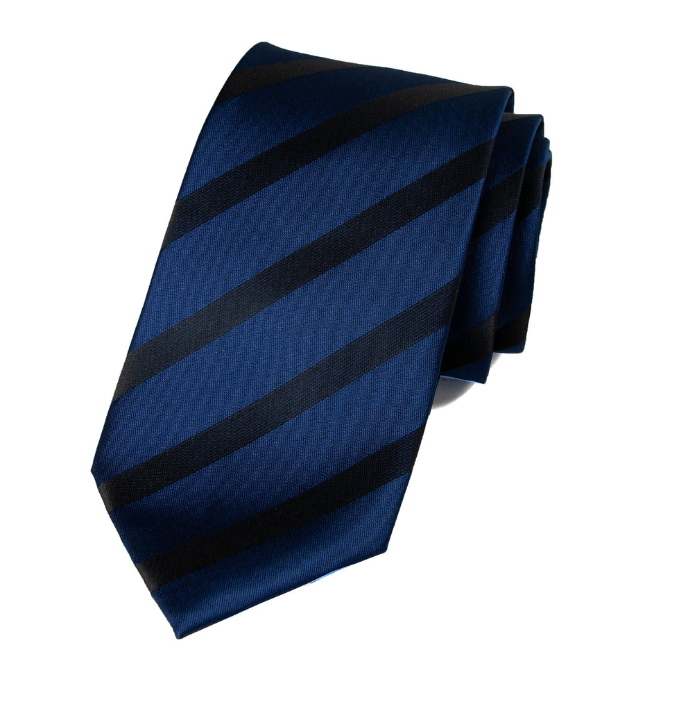 men's navy blue elegant stripes patterned necktie tie