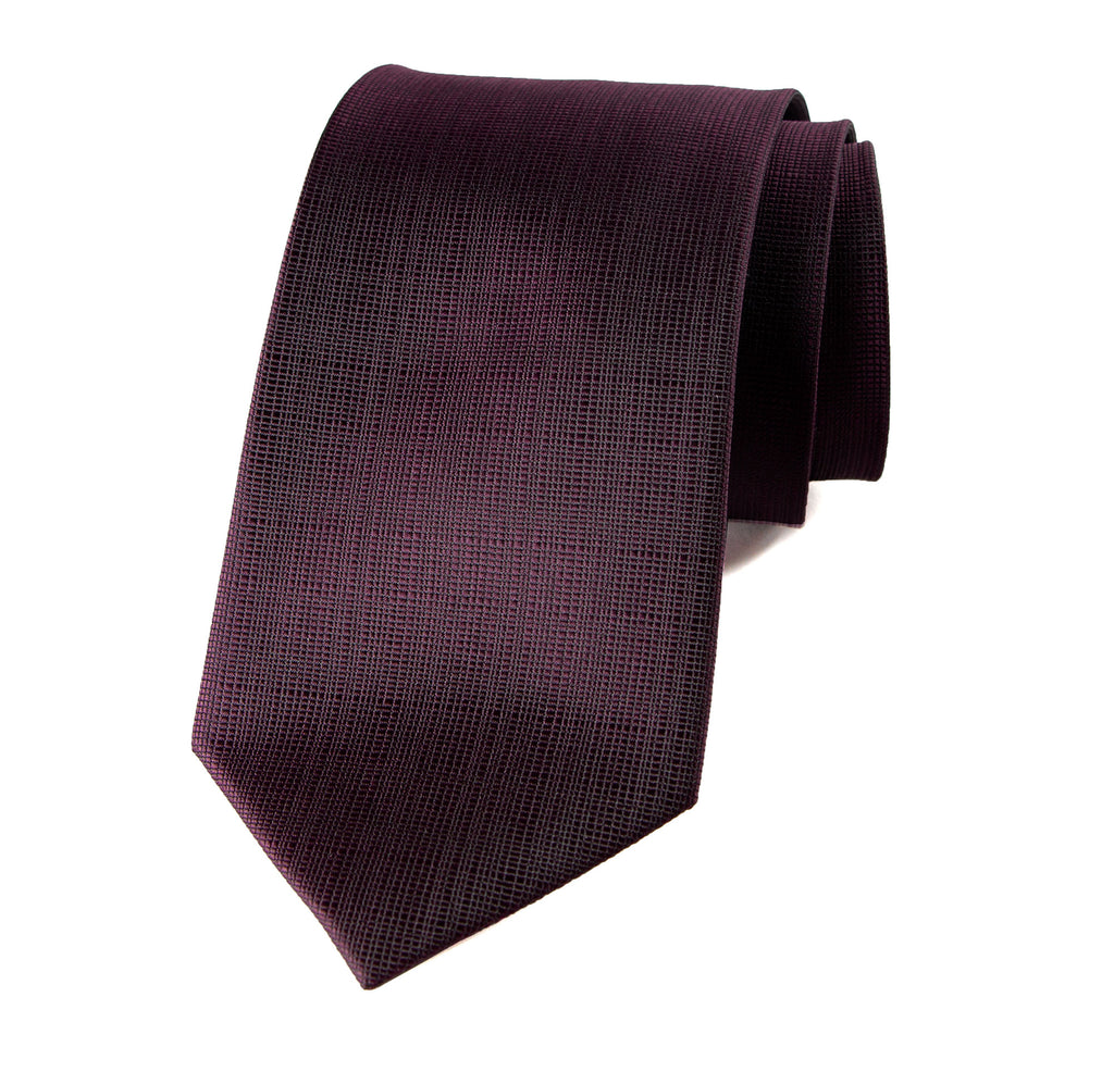 men's eggplant dark purple leather texture patterned necktie tie