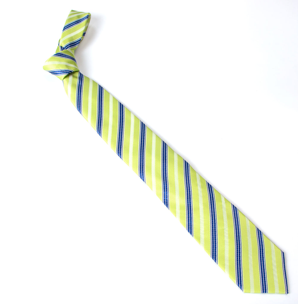 men's lime green blue patterned necktie tie
