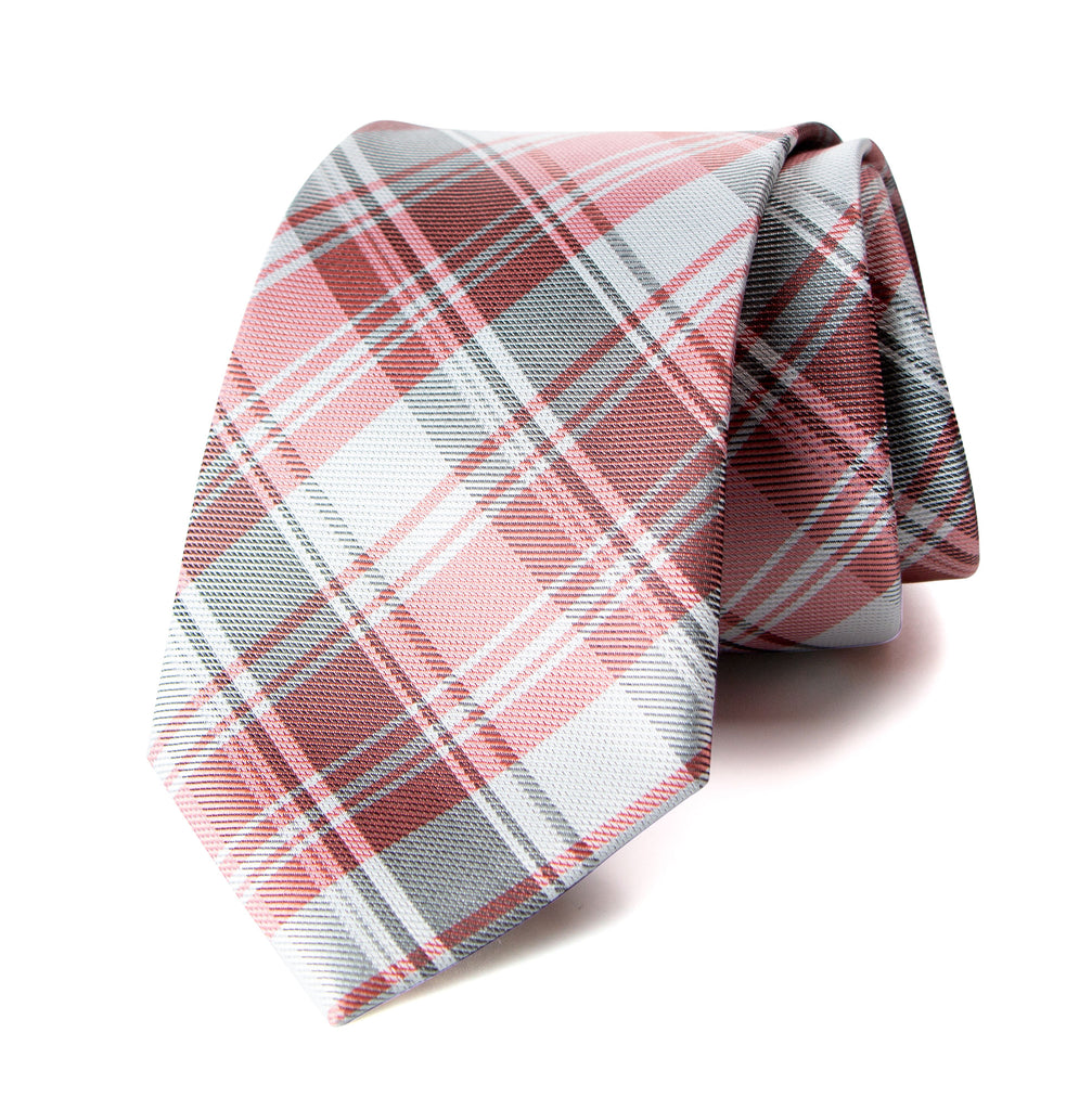 men's pink grey gray patterned necktie tie