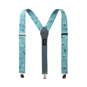 Men's Floral Cotton Suspenders, Blue (Color F14)