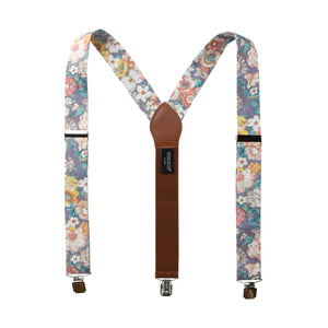 Men's Floral Cotton Suspenders, Lavender Haze (Color F53)