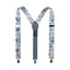 Men's Floral Cotton Suspenders, Steel Blue (Color F54)
