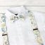 Men's Floral Cotton Suspenders and Bow Tie Set, Sage Yellow (Color F24)