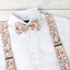 Men's Floral Cotton Suspenders and Bow Tie Set, Sienna (Color F43)