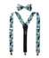 Men's Floral Cotton Suspenders and Bow Tie Set, Marine (Color F50)