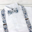 Men's Floral Cotton Suspenders and Bow Tie Set, Steel Blue (Color F54)
