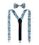 Men's Floral Cotton Suspenders and Bow Tie Set, Blue (Color F58)