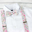 Men's Floral Cotton Suspenders and Bow Tie Set, Blue/Pink (Color F64)