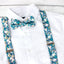 Men's Floral Cotton Suspenders and Bow Tie Set, Teal (Color F69)