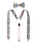 Men's Floral Cotton Suspenders and Bow Tie Set, Blue/Yellow (Color F70)