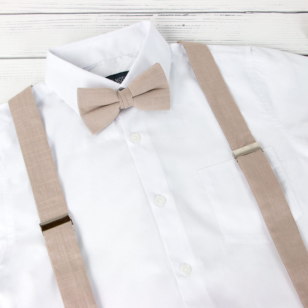 Men's Linen Blend Suspenders and Bow Tie Set