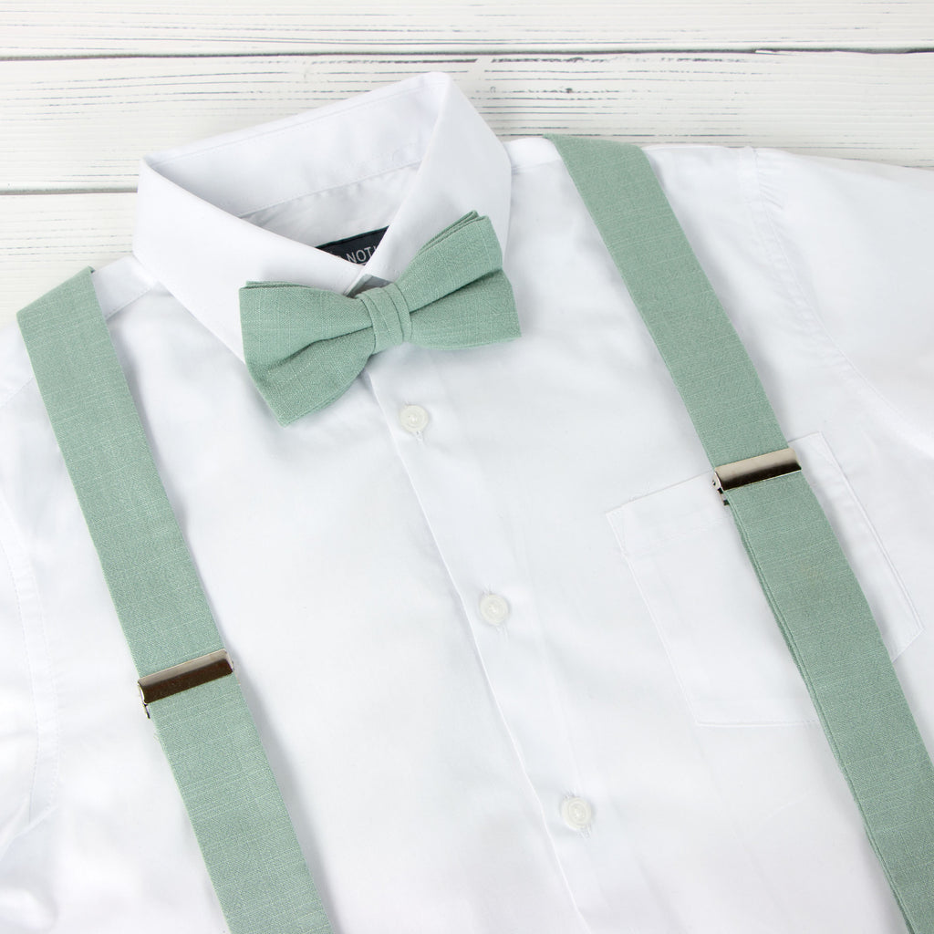Men's Linen Blend Suspenders and Bow Tie Set