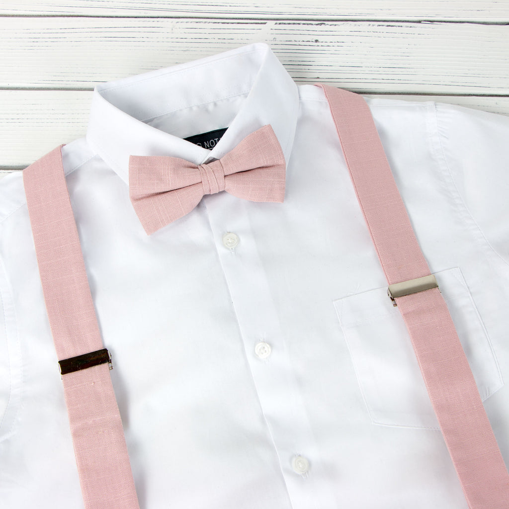 Men's Linen Blend Suspenders and Bow Tie Set