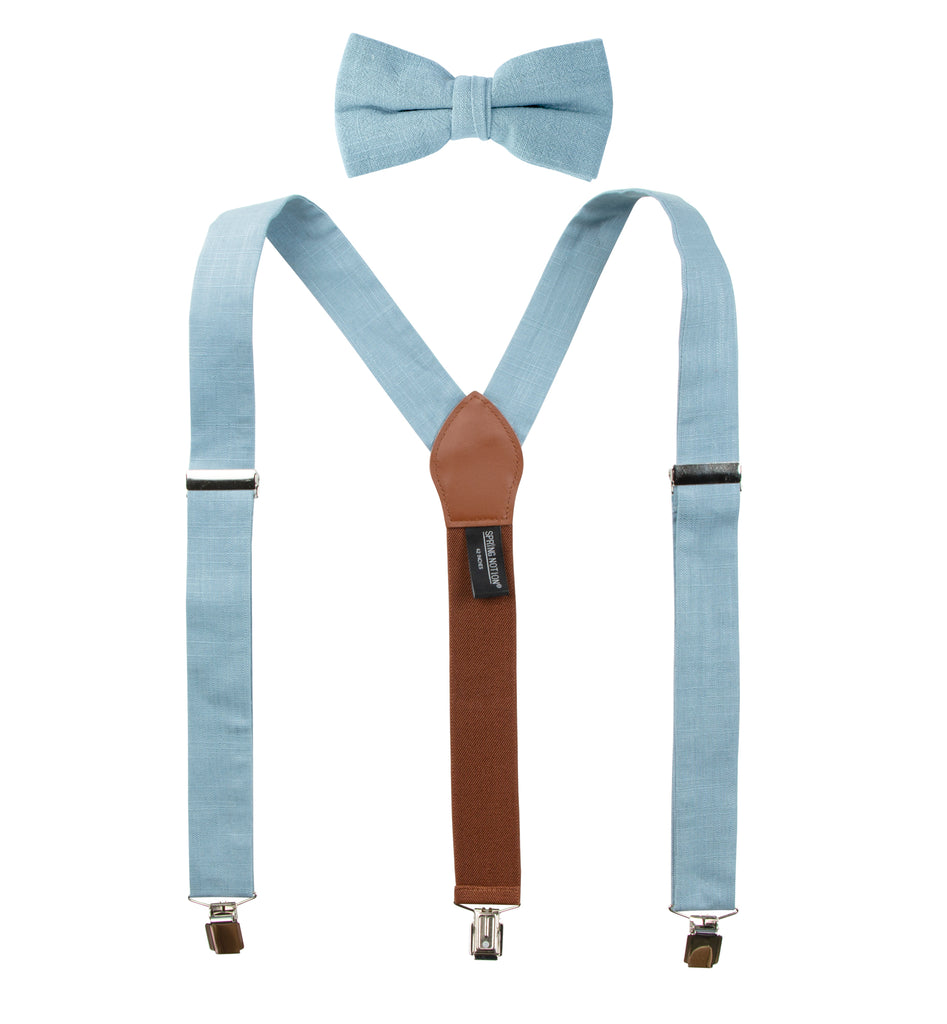 Men's Linen Blend Suspenders and Bow Tie Set