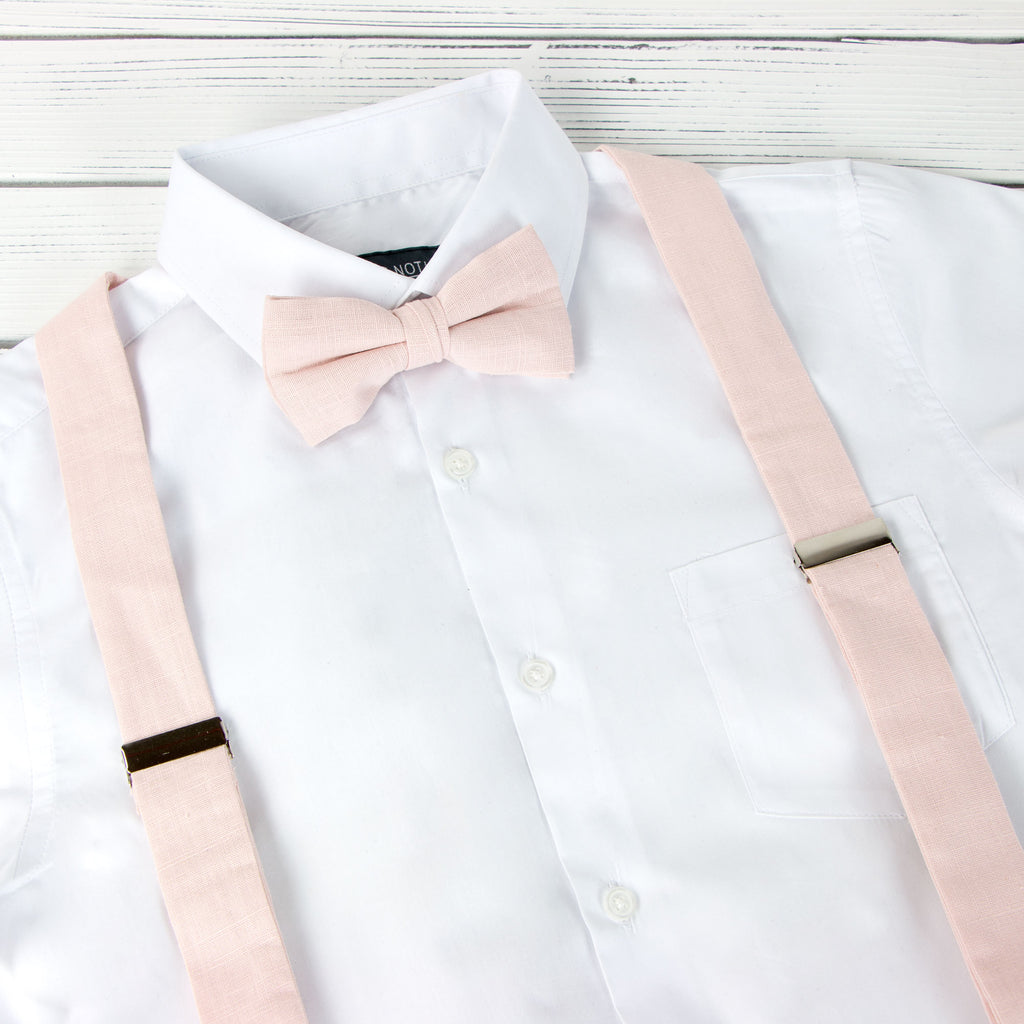 Men's Linen Blend Suspenders and Bow Tie Set