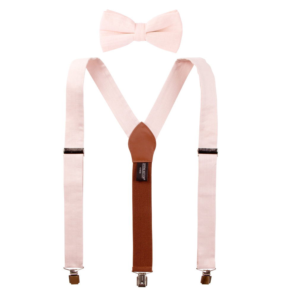 Men's Linen Blend Suspenders and Bow Tie Set