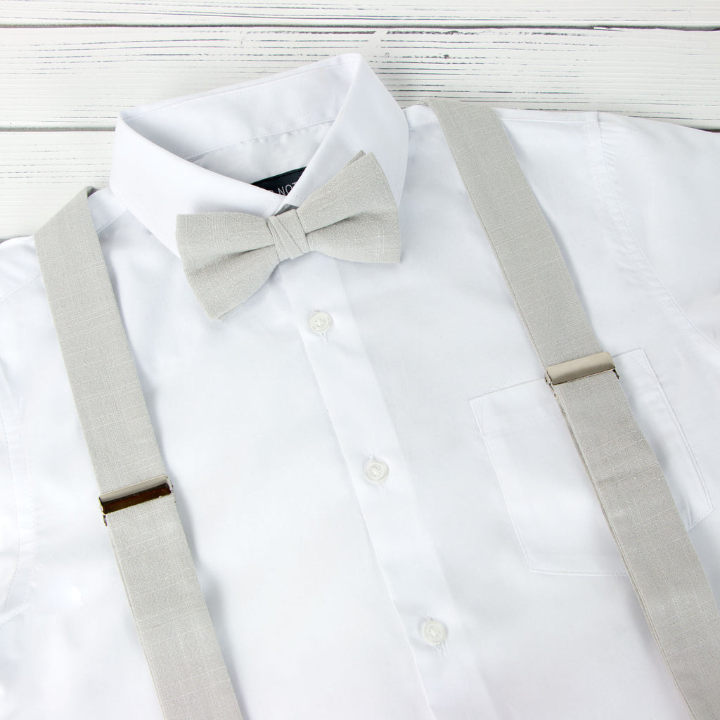 Men's Linen Blend Suspenders and Bow Tie Set