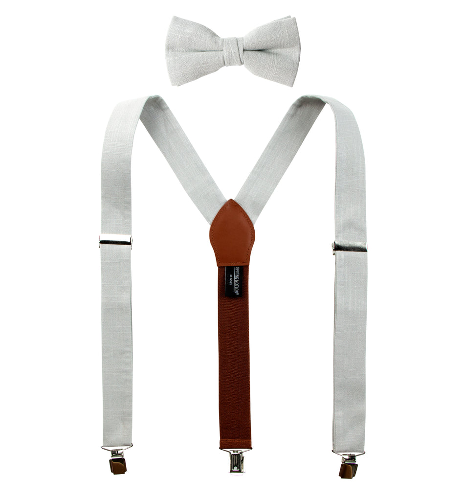 Men's Linen Blend Suspenders and Bow Tie Set