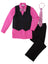 Boys' Fuchsia 5-Piece Pinstripe Vest Set with Necktie & Bowtie