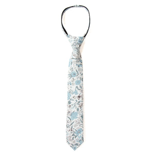 Boys' Cotton Floral Skinny Zipper Tie, Dusty Blue (Color F48)
