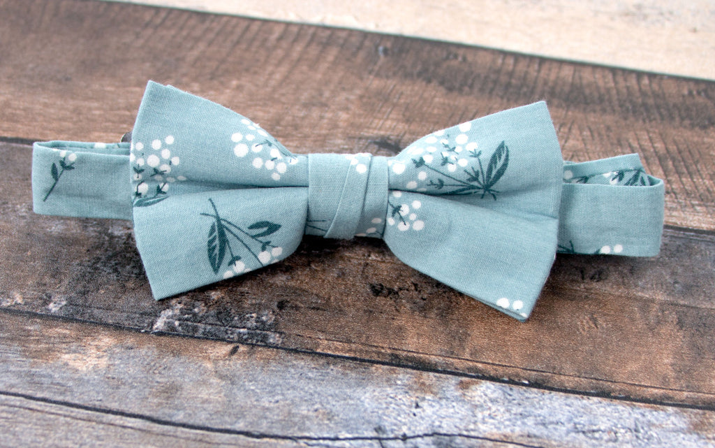 Boys' Cotton Floral Bow Tie, Blue (Color F14)