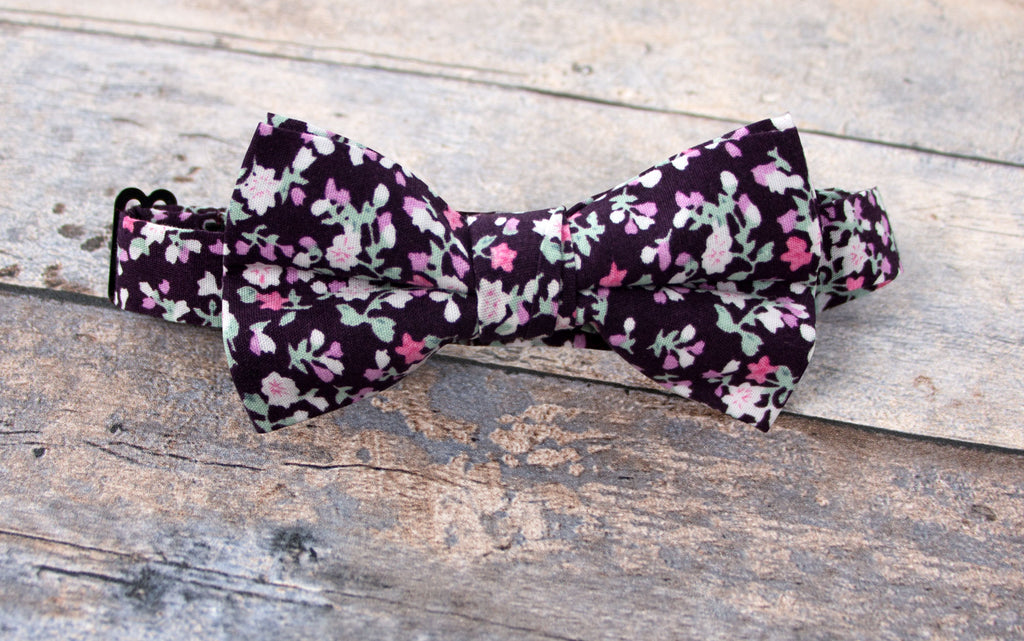 Boys' Cotton Floral Bow Tie, Purple (Color F20)