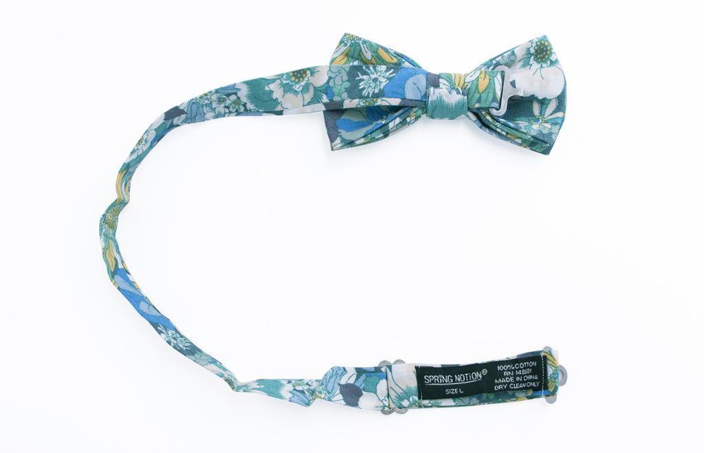 Boys' Cotton Floral Bow Tie, Blue (Color F31)