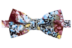 Boys' Cotton Floral Bow Tie, Black/Mauve (Color F36)