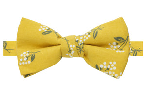 Boys' Cotton Floral Bow Tie, Mustard (Color F40)