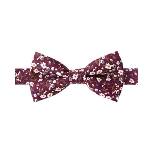 Boys' Cotton Floral Pre-tied Bow Tie, Wine (Color F47)