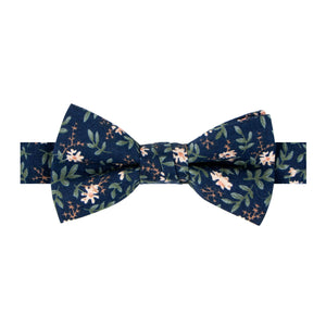 Boys' Cotton Floral Pre-tied Bow Tie, Navy (Color F57)