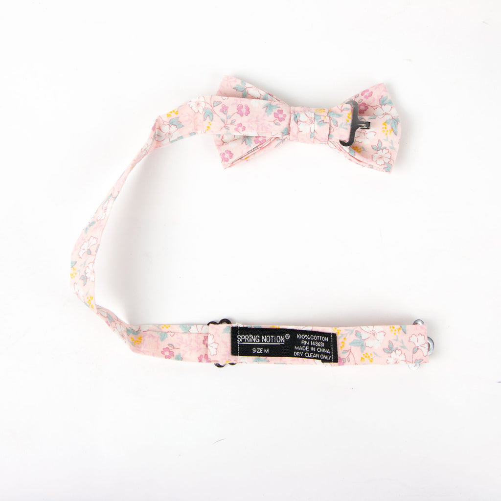 Boys' Cotton Floral Pre-tied Bow Tie, Blush Pink (Color F60)