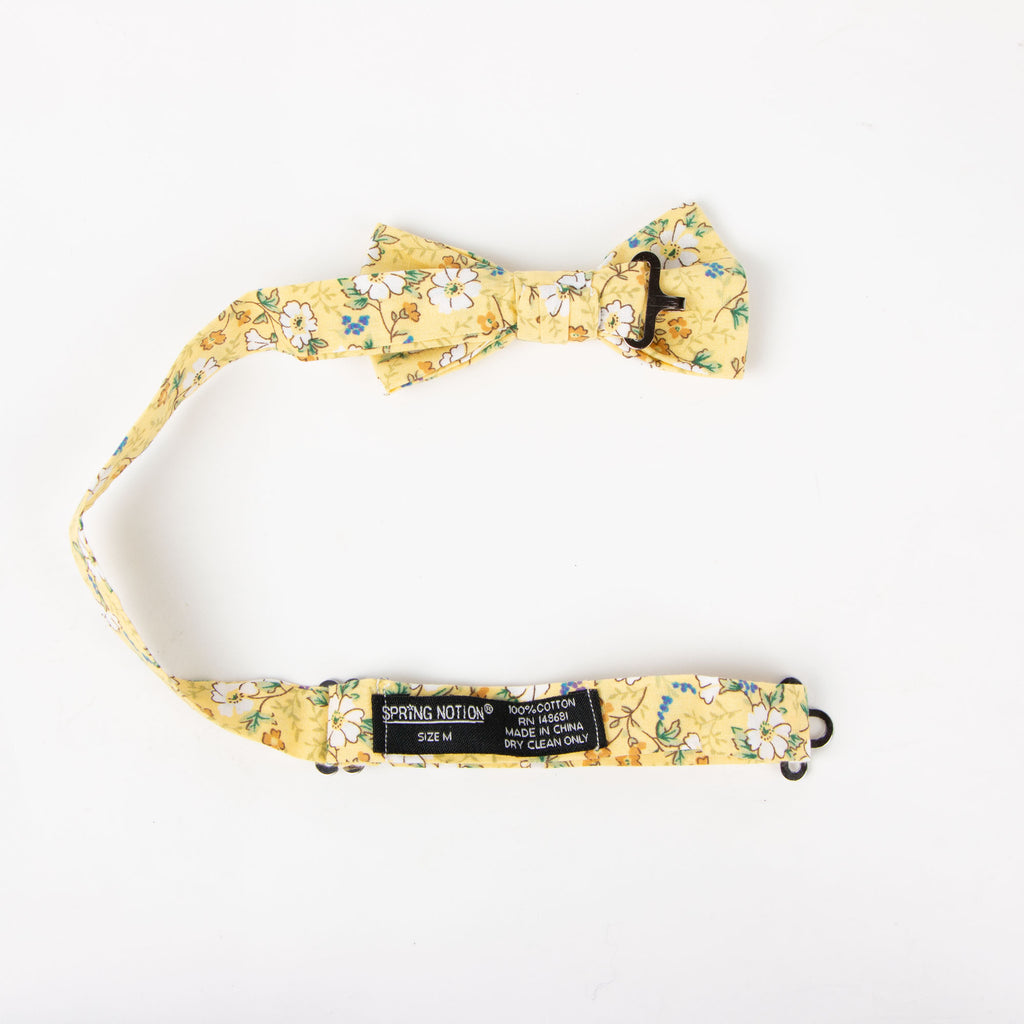 Boys' Cotton Floral Pre-tied Bow Tie, Yellow (Color F61)