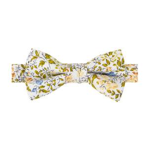 Boys' Cotton Floral Pre-tied Bow Tie, Yellow Blue Green (Color F63)