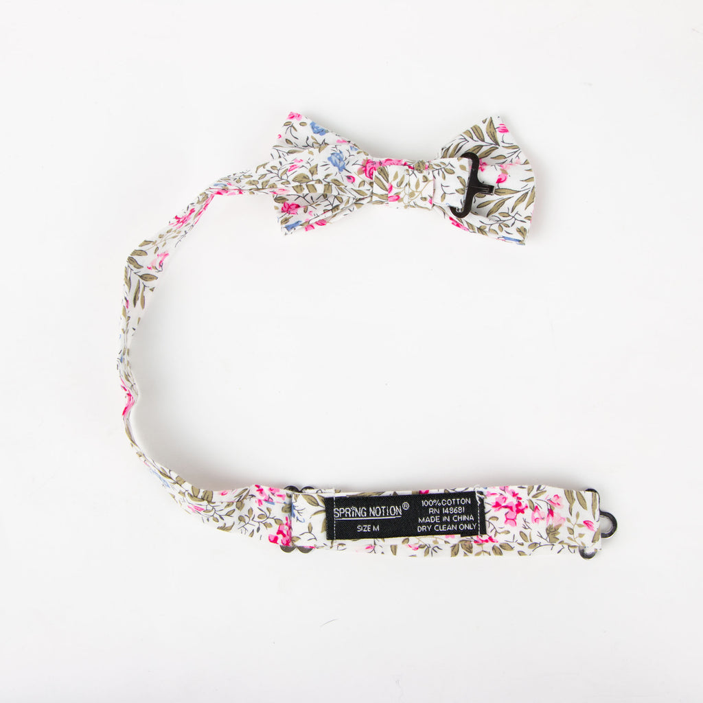 Boys' Cotton Floral Pre-tied Bow Tie, Blue Pink (Color F64)