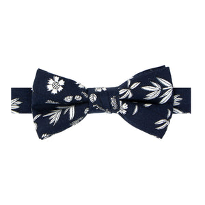 Boys' Cotton Floral Pre-tied Bow Tie, Dark Navy (Color F66)