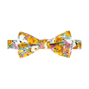 Boys' Cotton Floral Bow Tie, Mustard/Pink (Color F68)