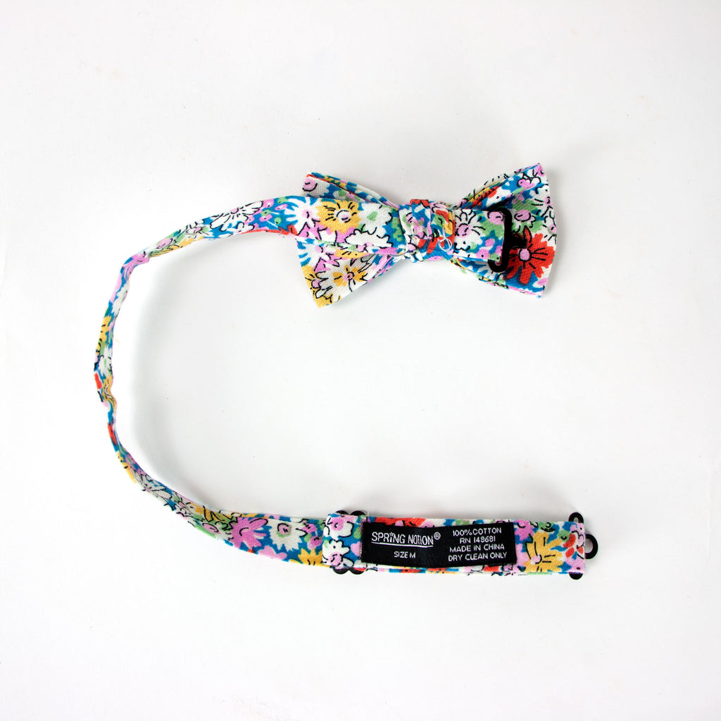 Boys' Cotton Floral Bow Tie, Blue/Yellow (Color F70)