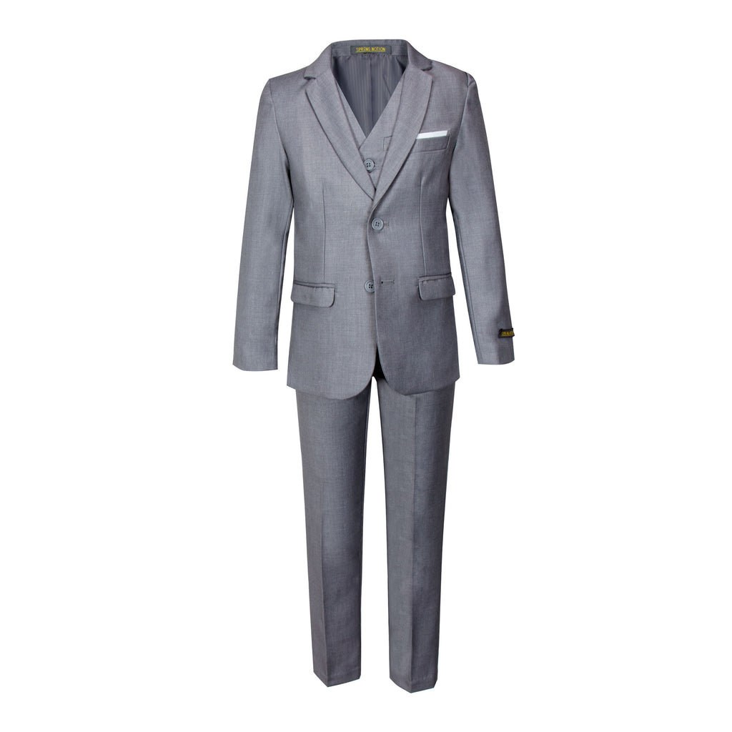 Boys' Gray 3-Piece Slim Fit Suit Set