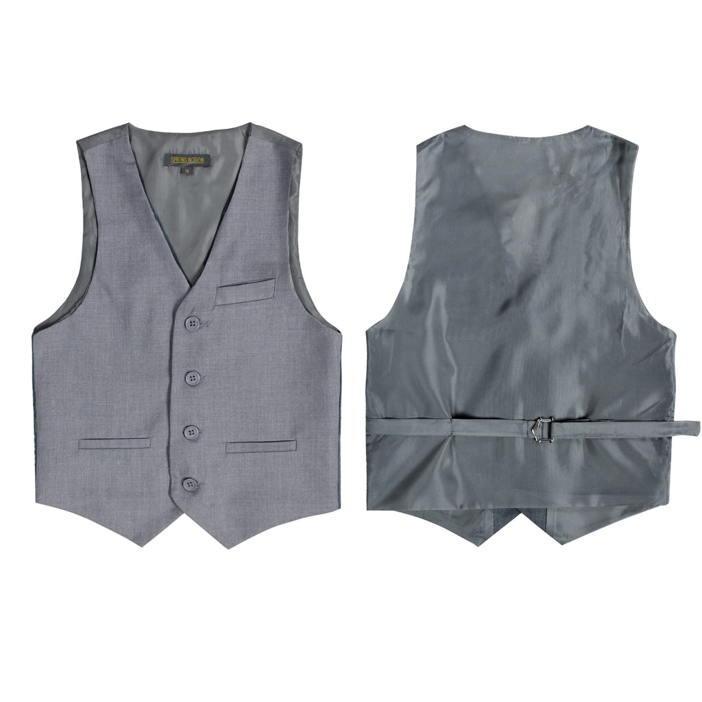 Boys' Gray 3-Piece Slim Fit Suit Set
