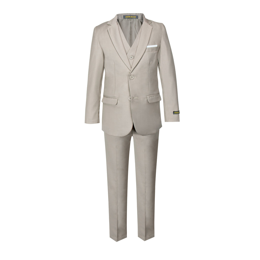 Boys' Tan 3-Piece Slim Fit Suit Set