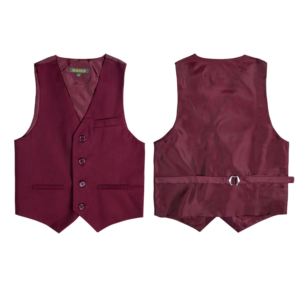 Boys' Burgundy 3-Piece Slim Fit Suit Set